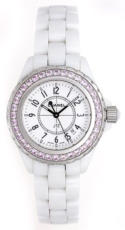 Chanel White J12 with Pink Sapphire Ceramic Watch H1181