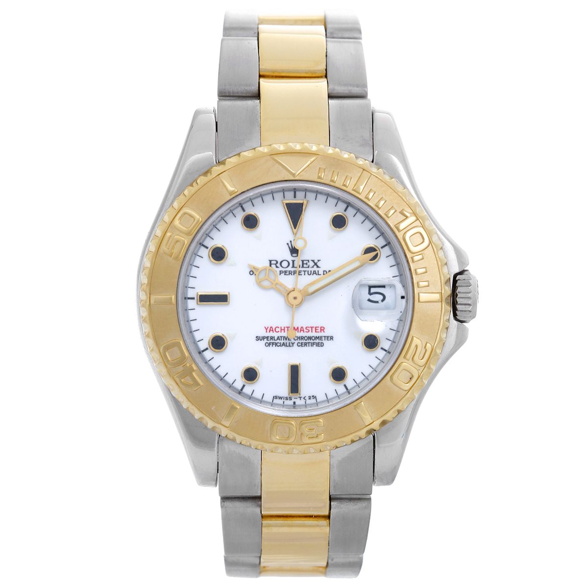 Rolex Yachtmaster 35 Midsize Blue Dial Steel Yellow Gold Mens Watch 68623