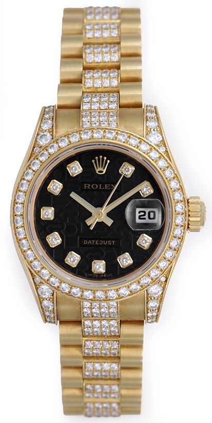 Ladies Rolex President 18k Gold Diamond Watch 179158