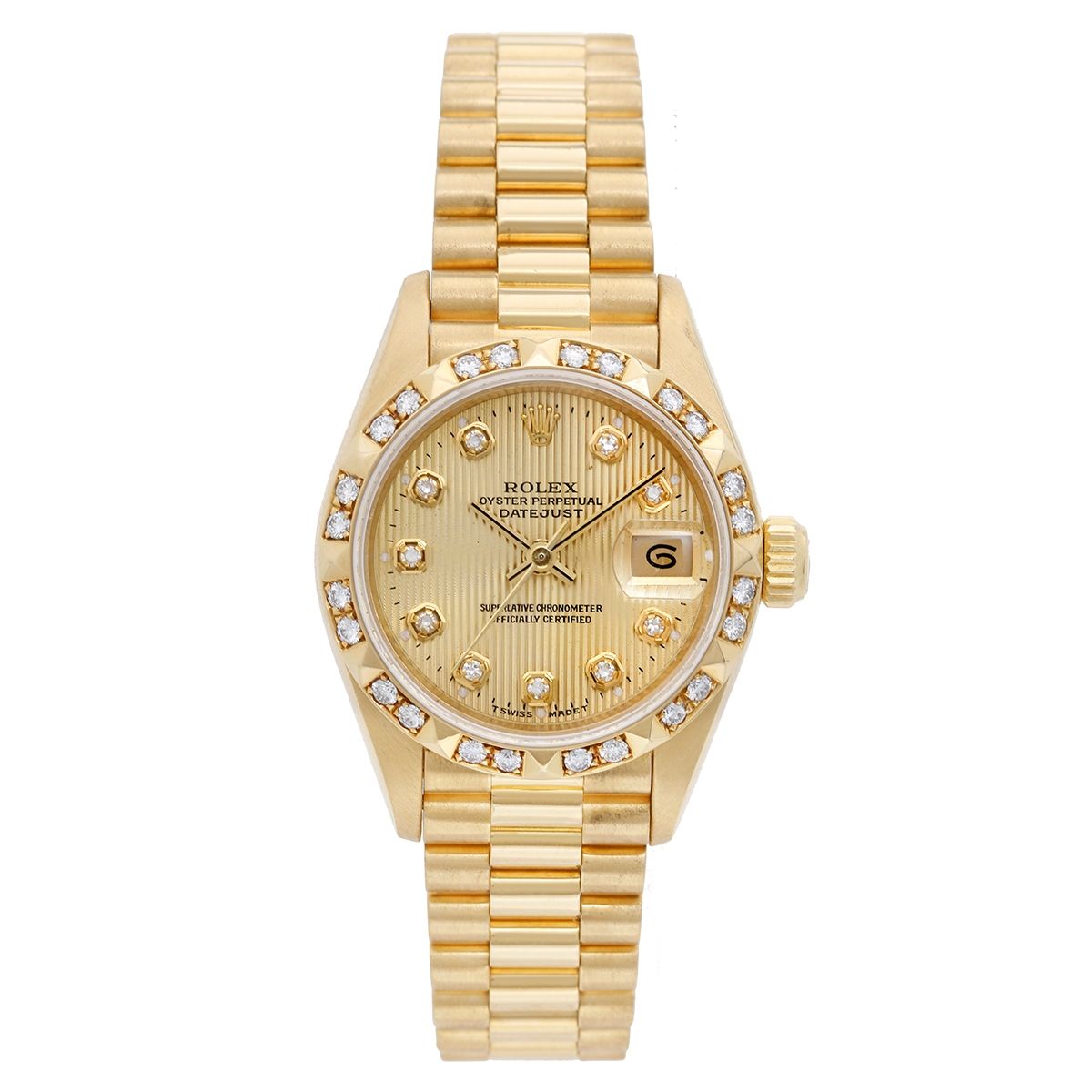 Rolex Ladies President 18k Gold Diamond Watch 69178