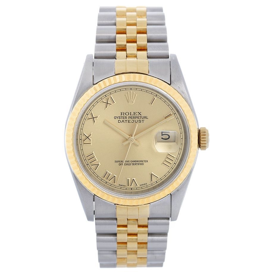 Er deprimeret Cruelty Voksen Rolex Datejust 2-Tone Men's Steel & Gold Watch 16233 Roman Dial