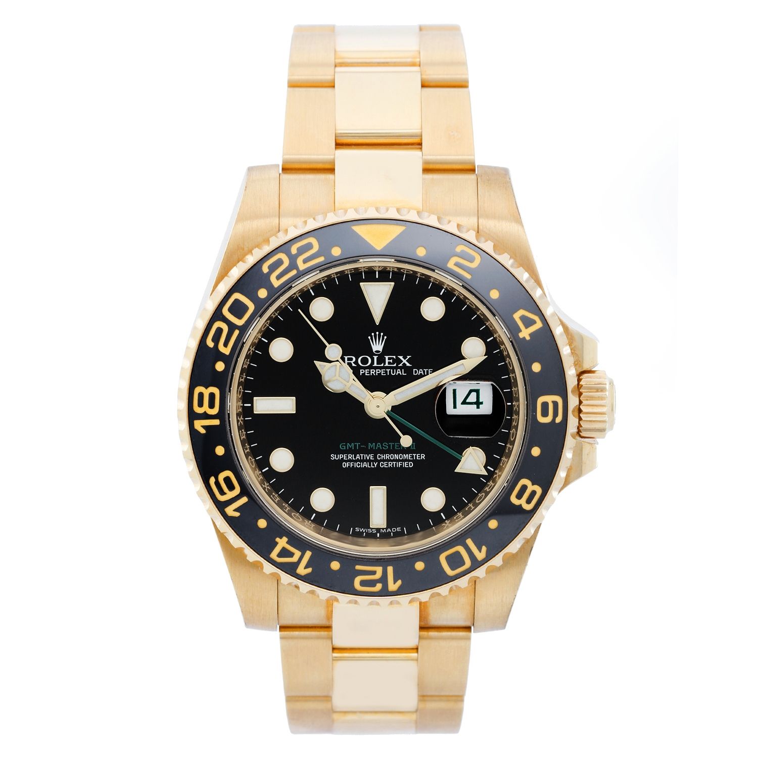 Moralsk Seaboard tag et billede Rolex GMT - Master II 18k Yellow Gold 116718 Men's Watch Ceramic Bezel