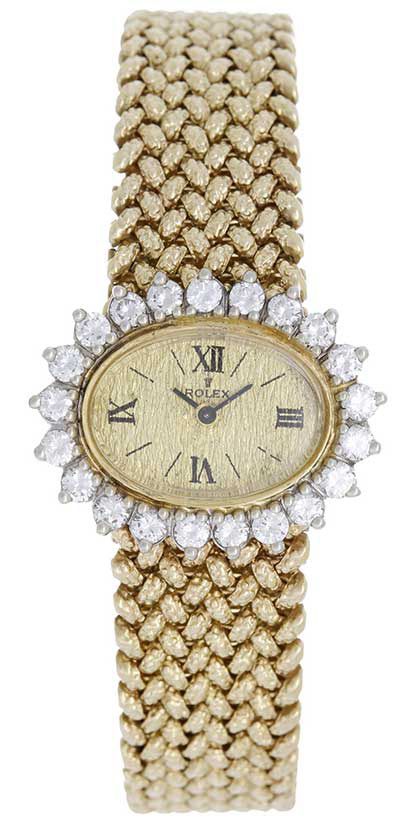 Crack pot Ynkelig Personligt Vintage Rolex 14k Yellow Gold Diamond Oval Dress Watch