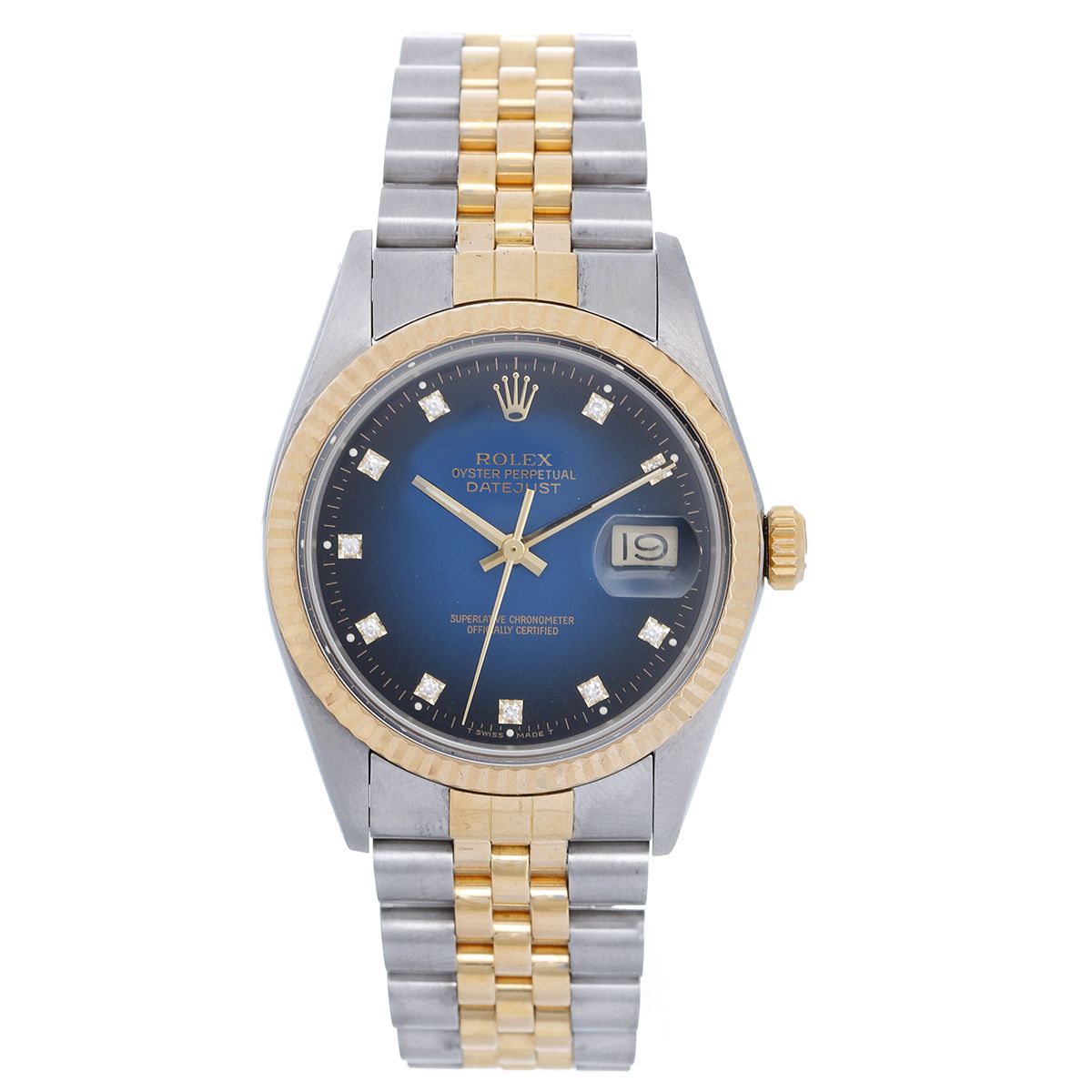immunisering Bryggeri lejlighed Men's Rolex Datejust 2-Tone Blue Diamond Dial Watch 16013