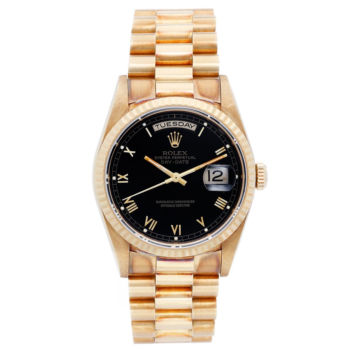 Men's Rolex 18k Yellow Black Dial 18238