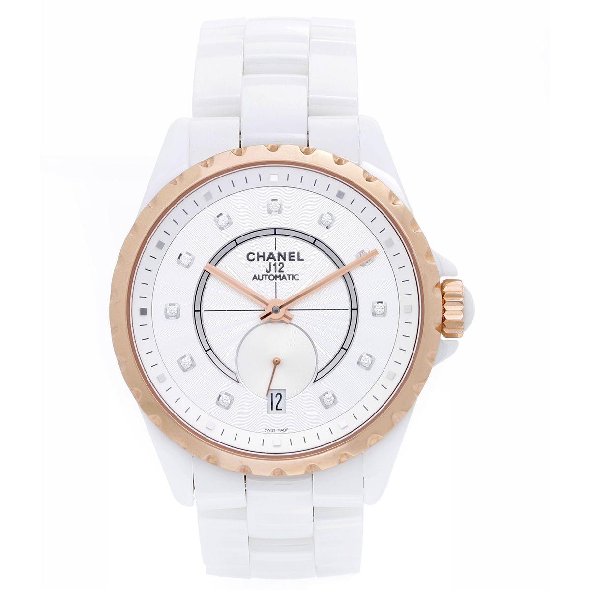 CHANEL J12 33mm White Ceramic Automatic Bracelet Watch H5699