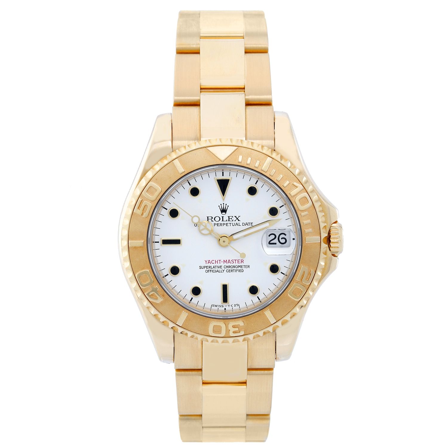 Rolex Yacht - Master Midsize Men's/Ladies 18k Gold Watch 68628