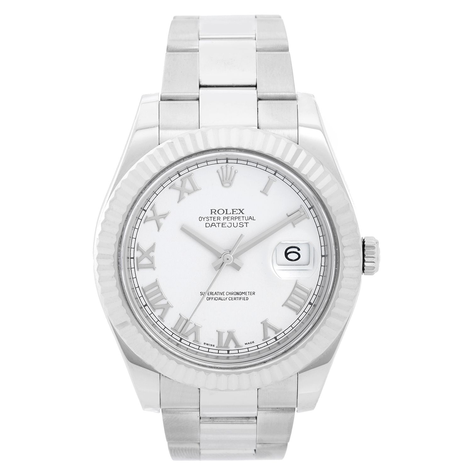 ødelagte jordskælv Udgravning Rolex Datejust II Men's Stainless Steel 41mm Watch 116334 White Roman Dial