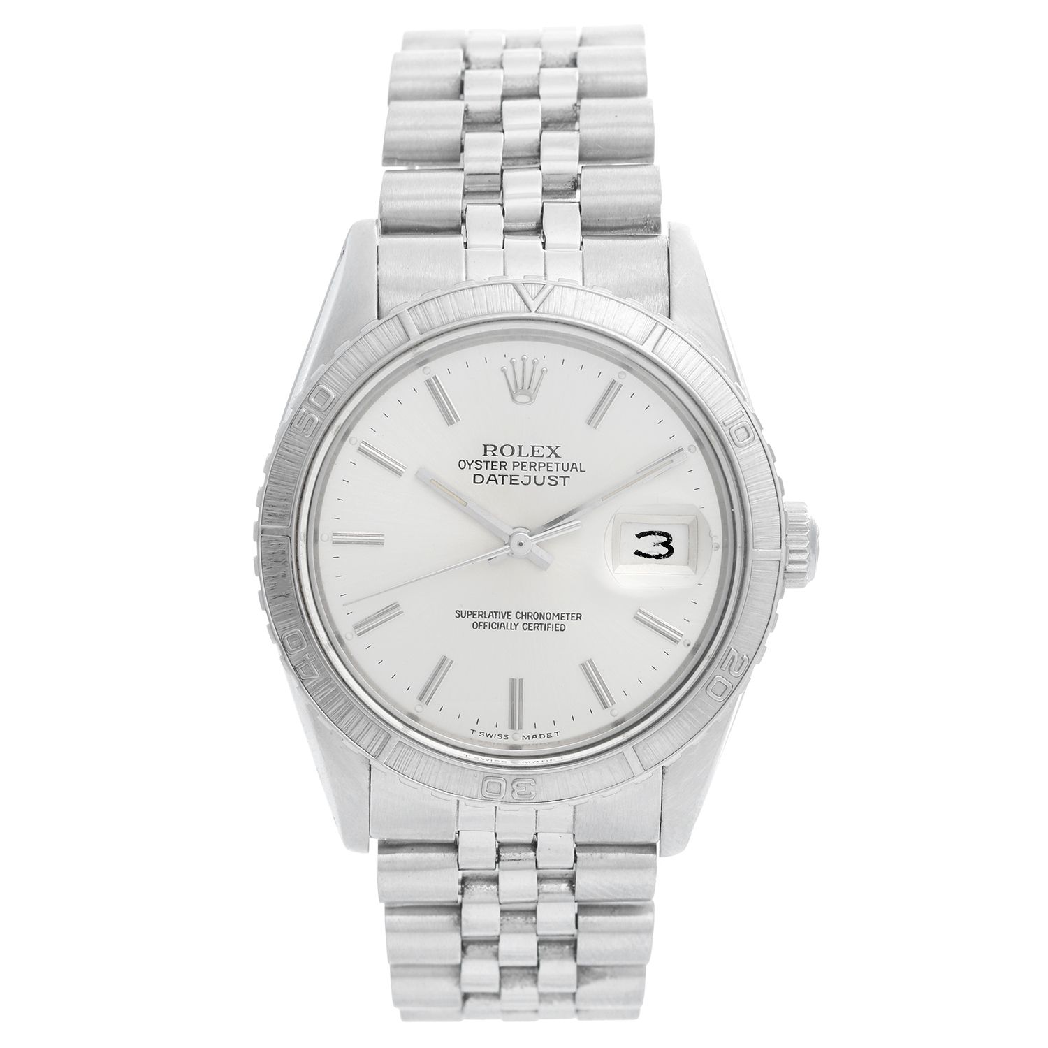 mock Utålelig Klinik Rolex Turnograph Men's Steel Watch with Thunderbird Bezel 16250