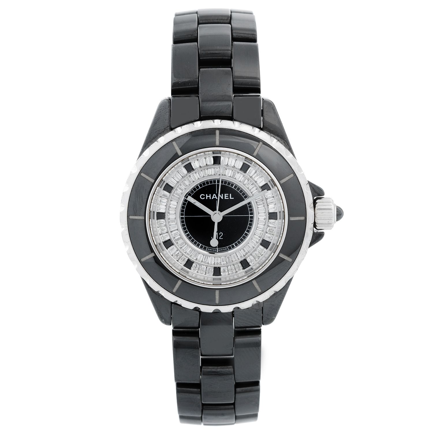 CHANEL Chanel J12 watch 12P diamond H1628 white ceramic quartz