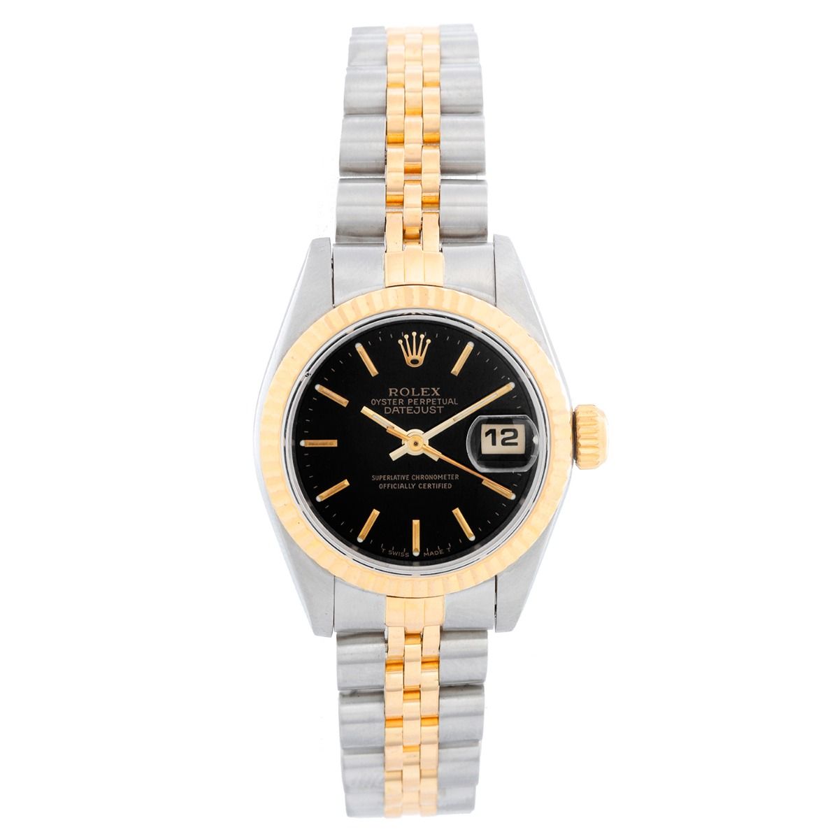 Rolex Lady-Datejust Black Dial Steel & Gold