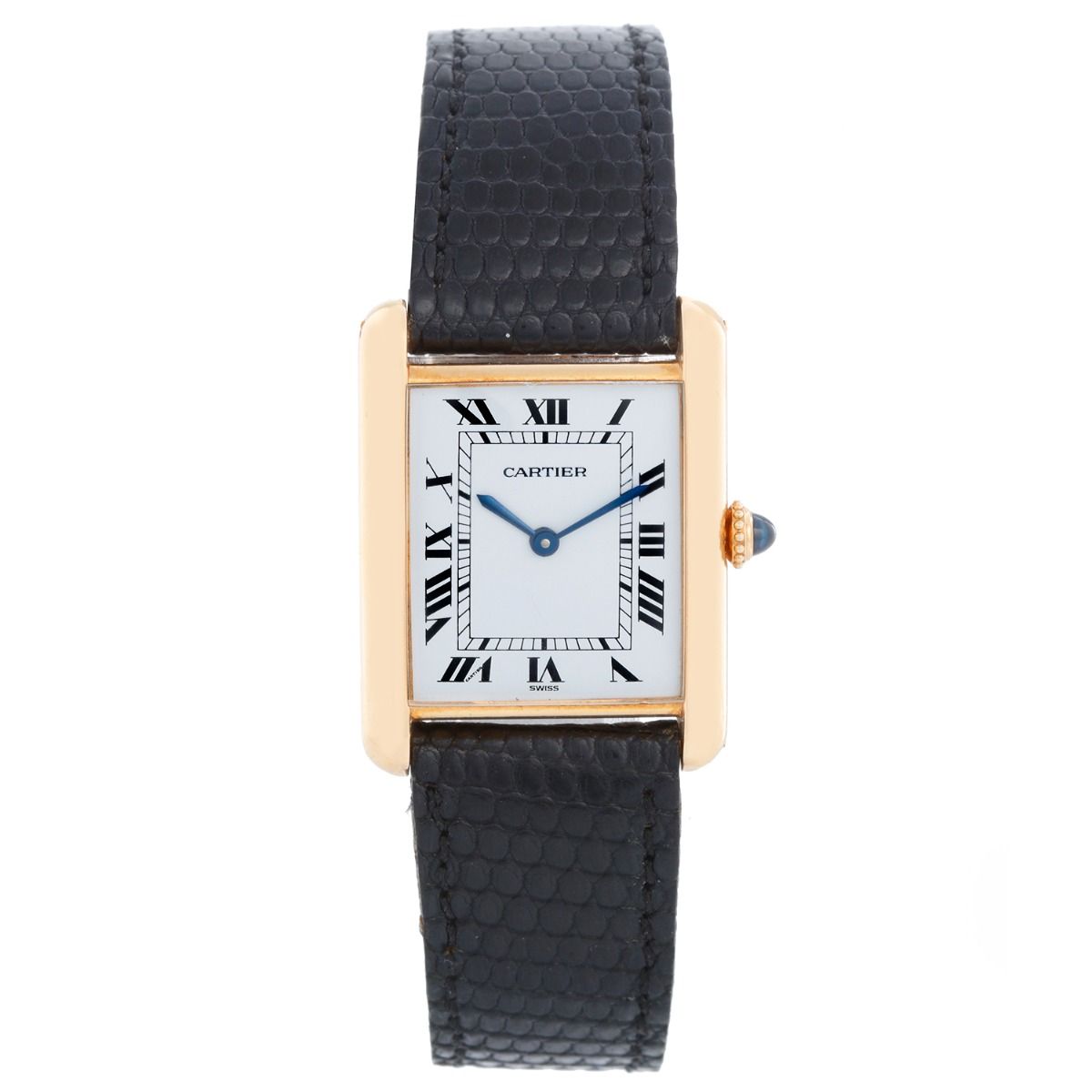 Cartier Tank Louis Women's 2442 18k Yellow Gold Mint Leather Strap Luxury  Watch