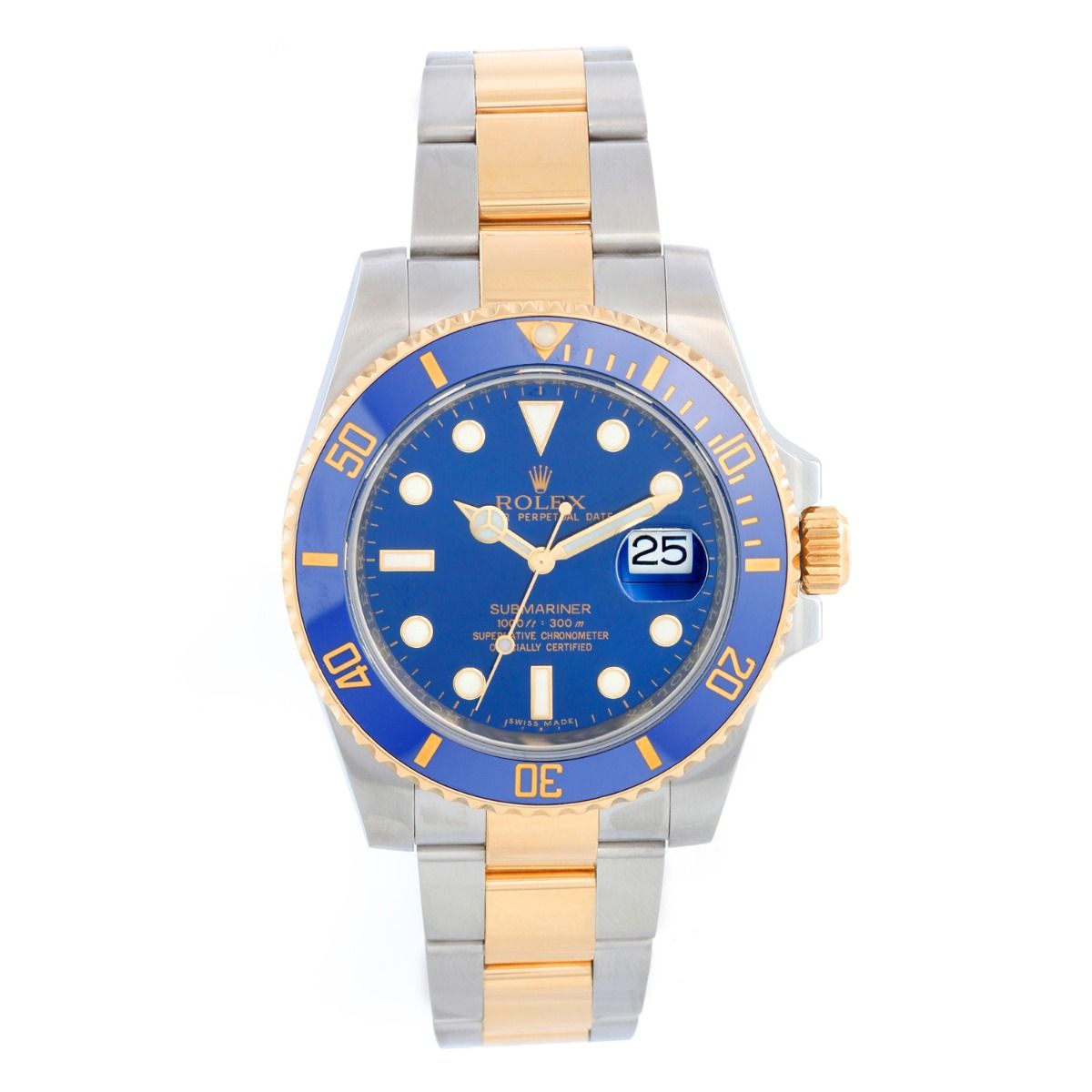 Byttehandel opdragelse kopi Rolex Submariner 2-Tone Ceramic Engraved Bezel 116613