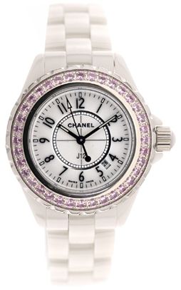 H1182 Chanel J 12 - White Large Size with Sapphires