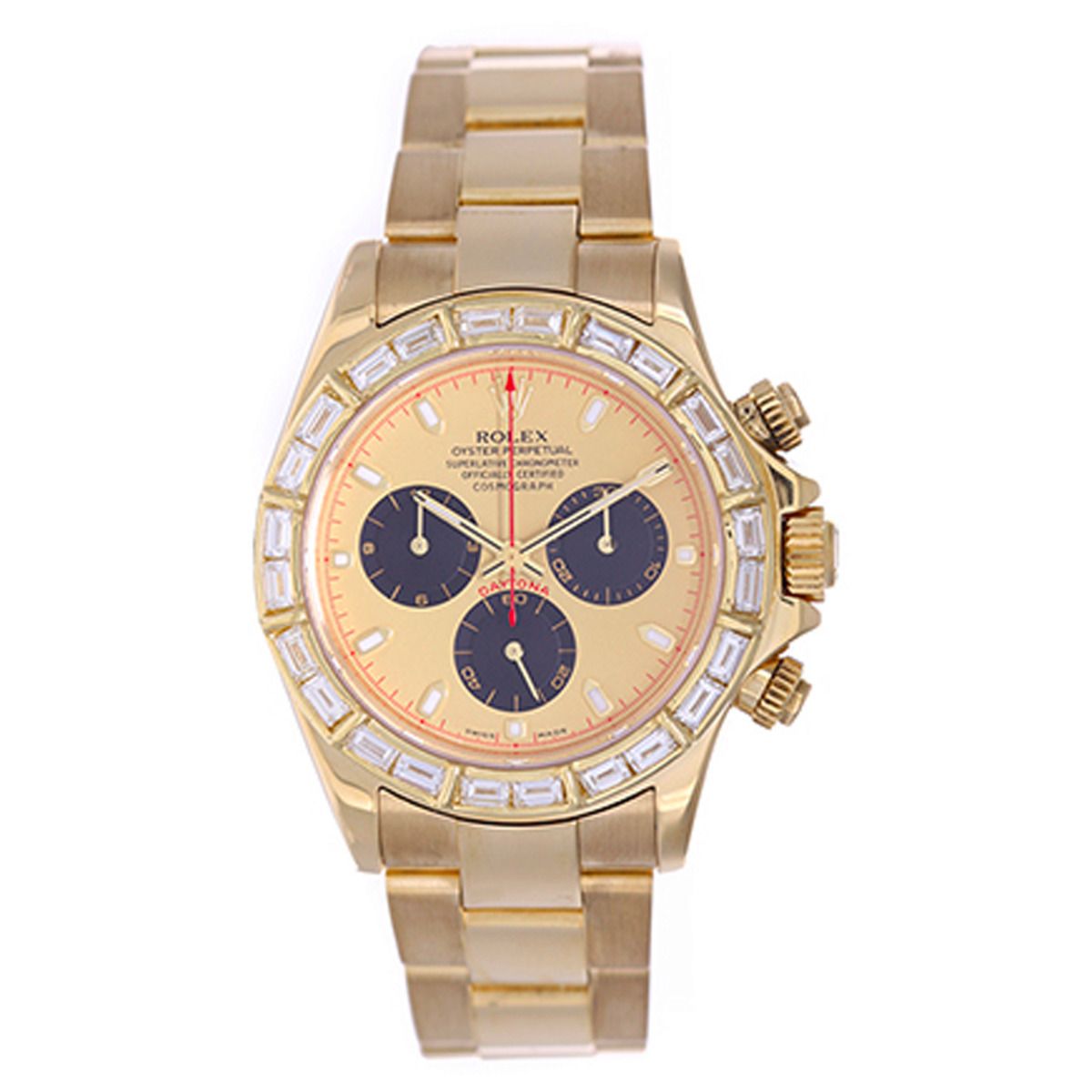 Rolex daytona baguette diamond sale bezel