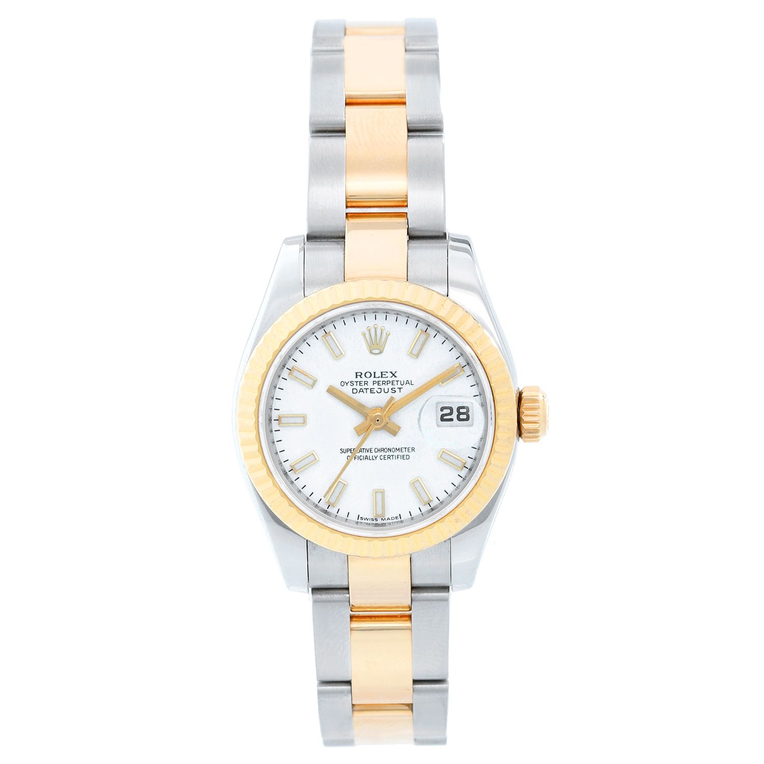 immunisering Vær stille kor ROLEX LADIES 2-TONE DATEJUST WATCH 179173 WHITE DIAL