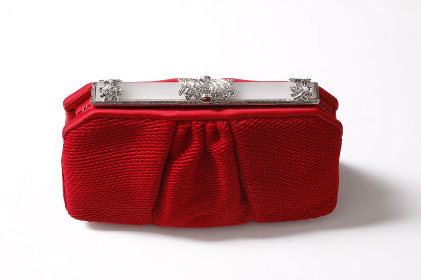 Red satin discount evening bag