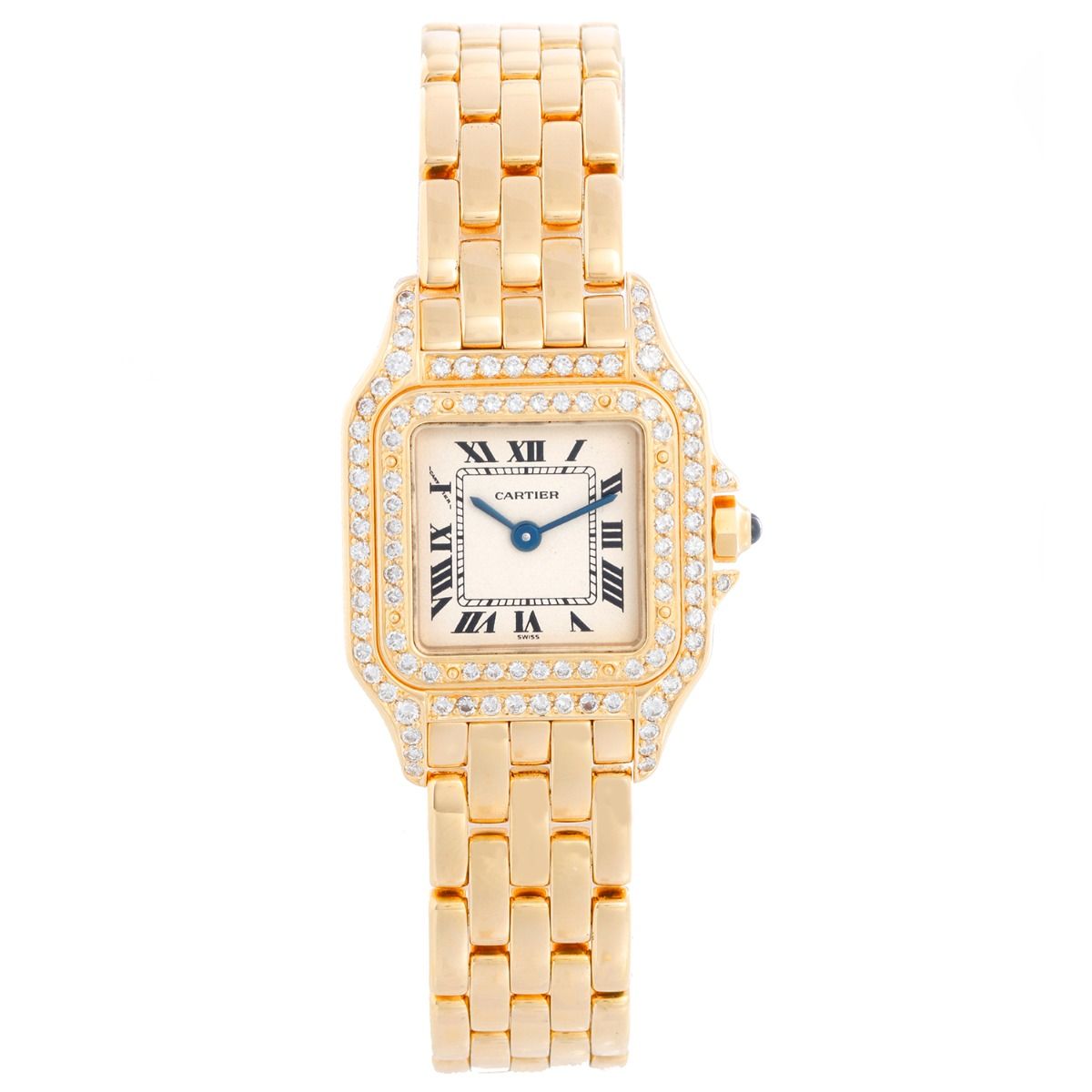 Cartier watch 2025 with diamond bezel