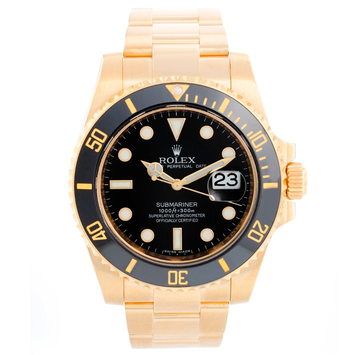mosaik Abe sætte ild Rolex Submariner Men's 18k Gold Diver's Watch 116618