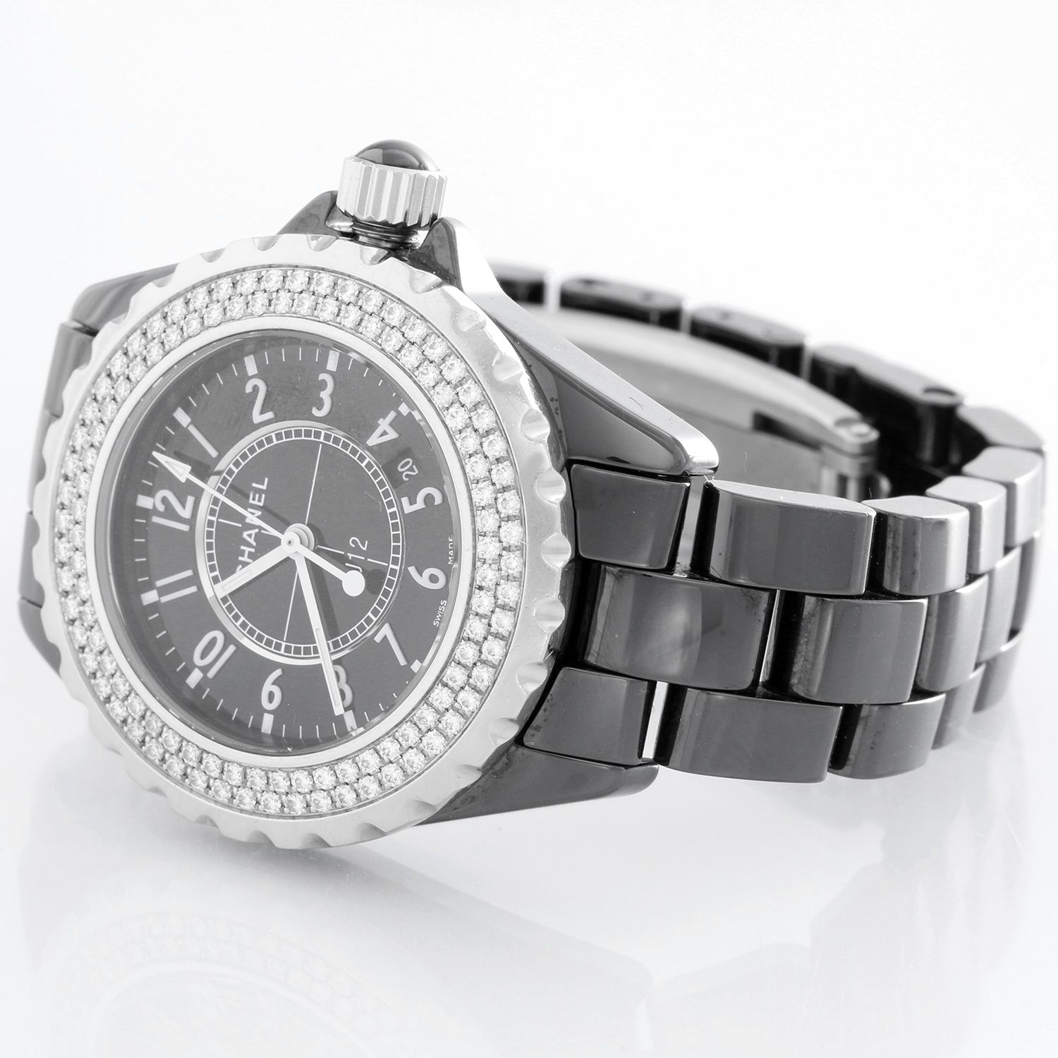 Chanel J12 Black Ceramic Automatic 38mm Diamond Watch H0969