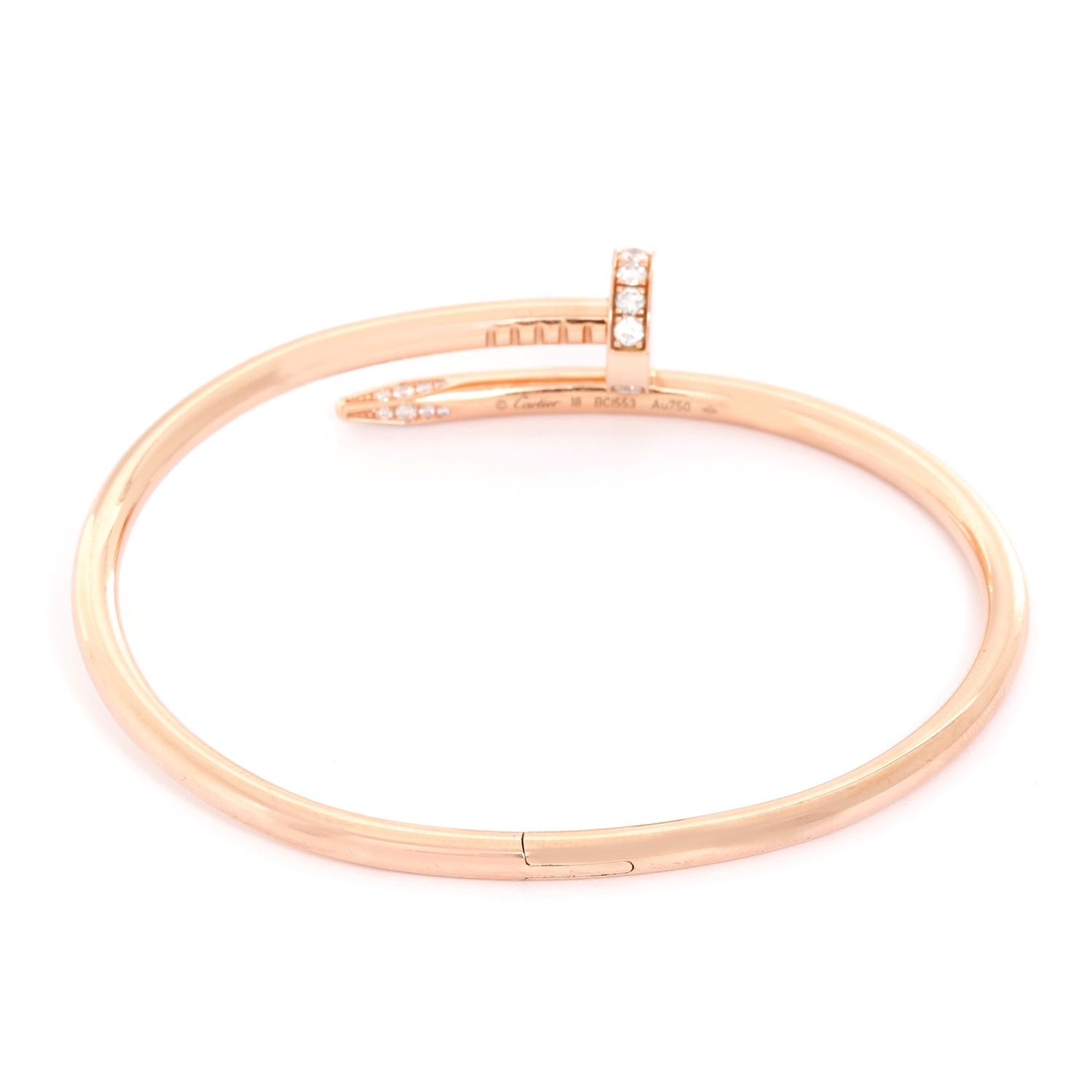 Cartier Juste un Clou Nail 18k Rose Gold Diamond Bangle Bracelet Size 16  Cert.