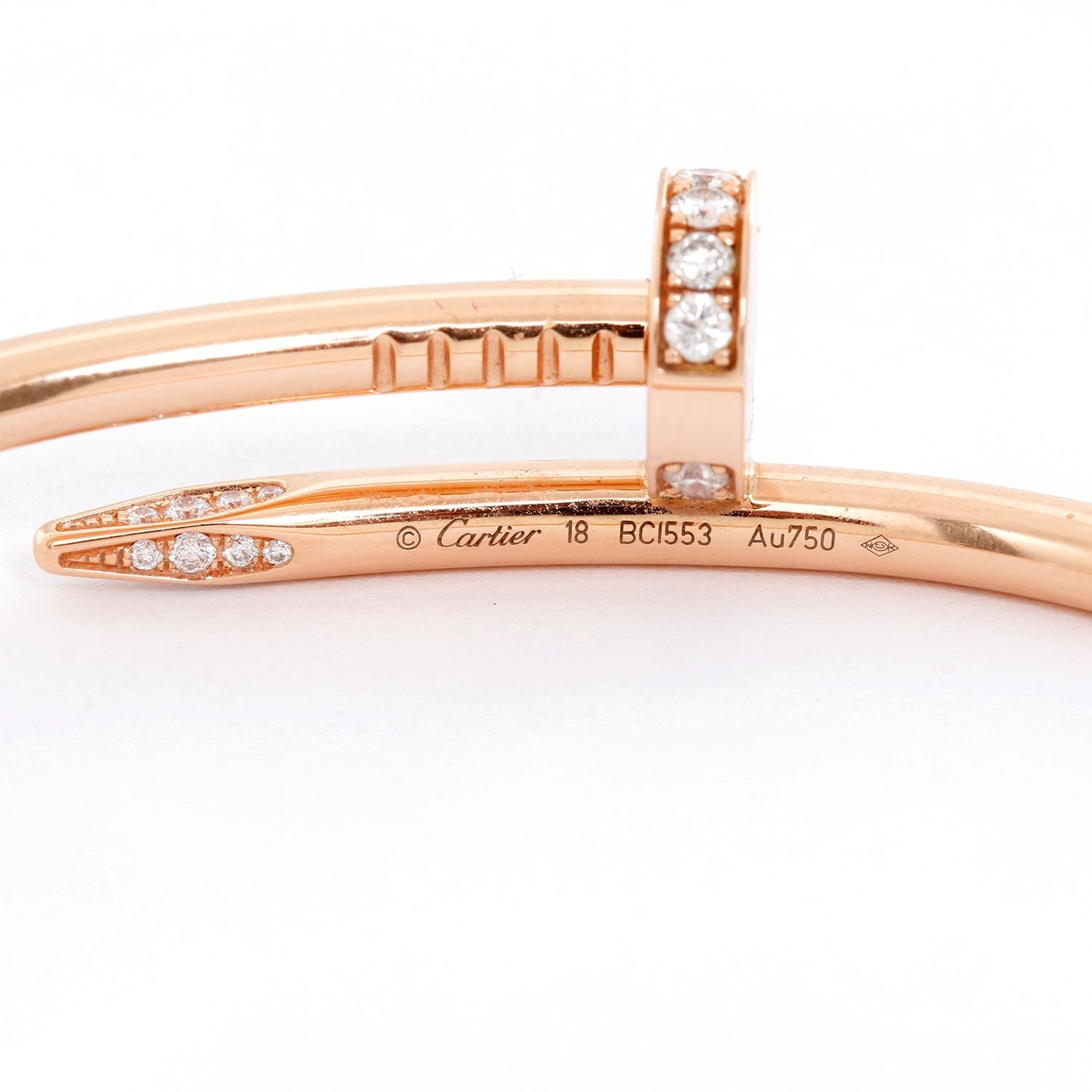 Cartier Juste un Clou Nail 18k Rose Gold Diamond Bangle Bracelet Size 16  Cert.