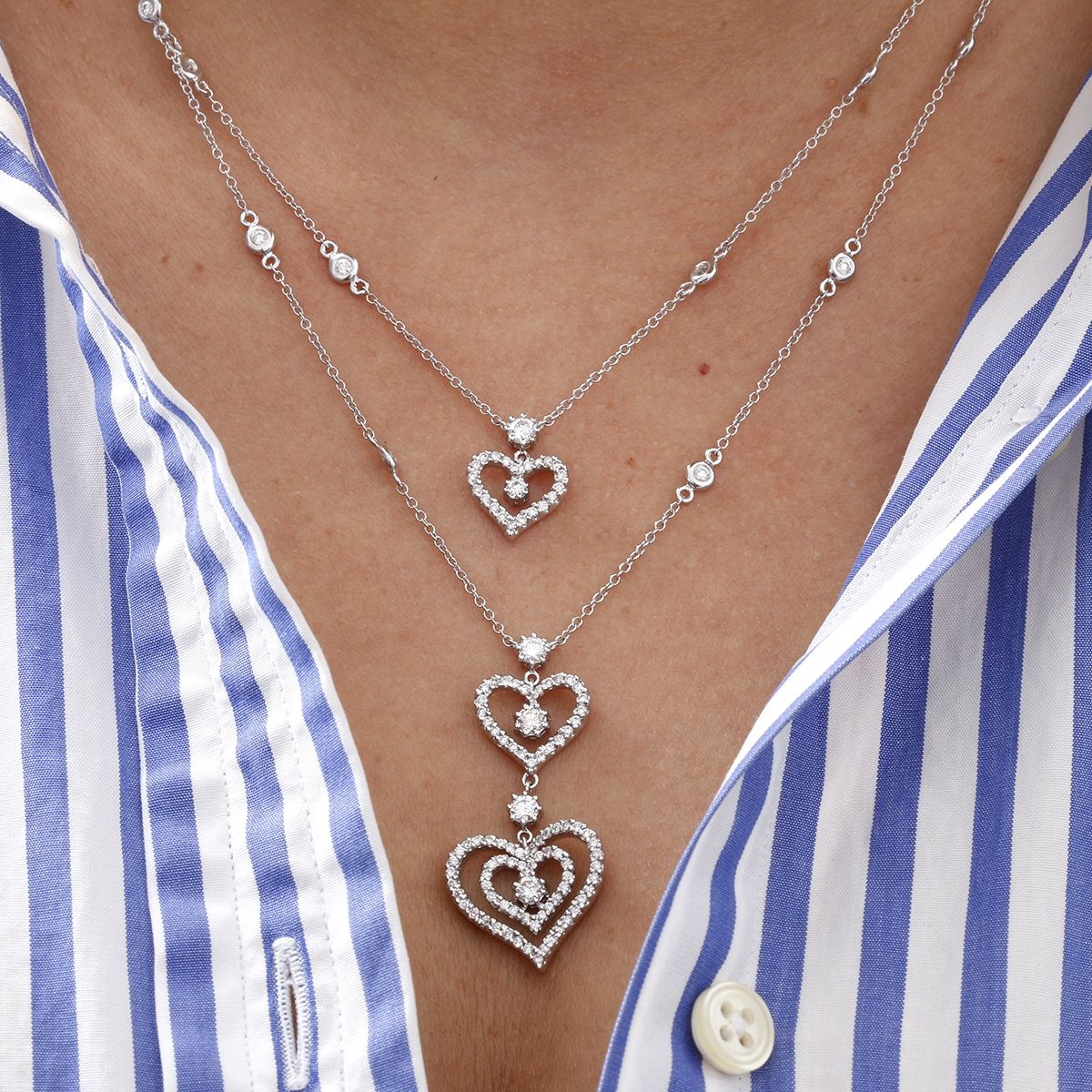 Three Hearts Diamond Necklace