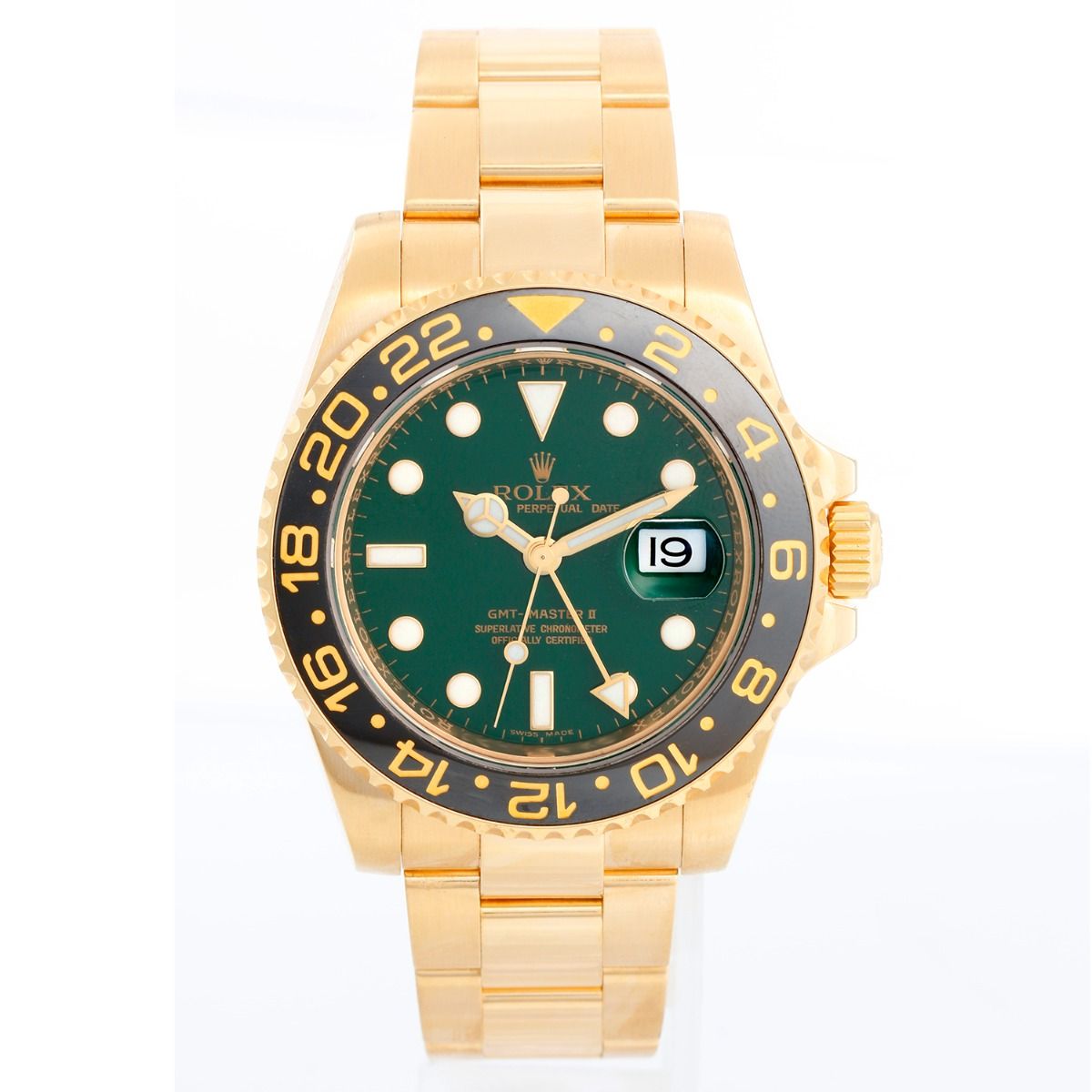 købmand Produktiv Skærm Rolex GMT - Master II Men's 18K Yellow Gold Watch 116718