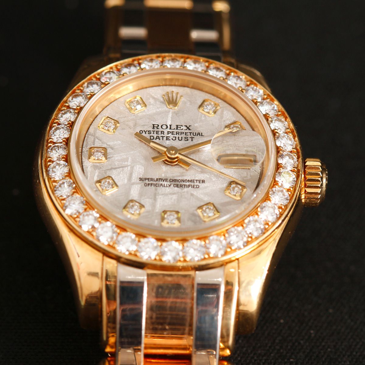 Rolex Tridor Pearlmaster Ladies Gold Diamond Watch 80298