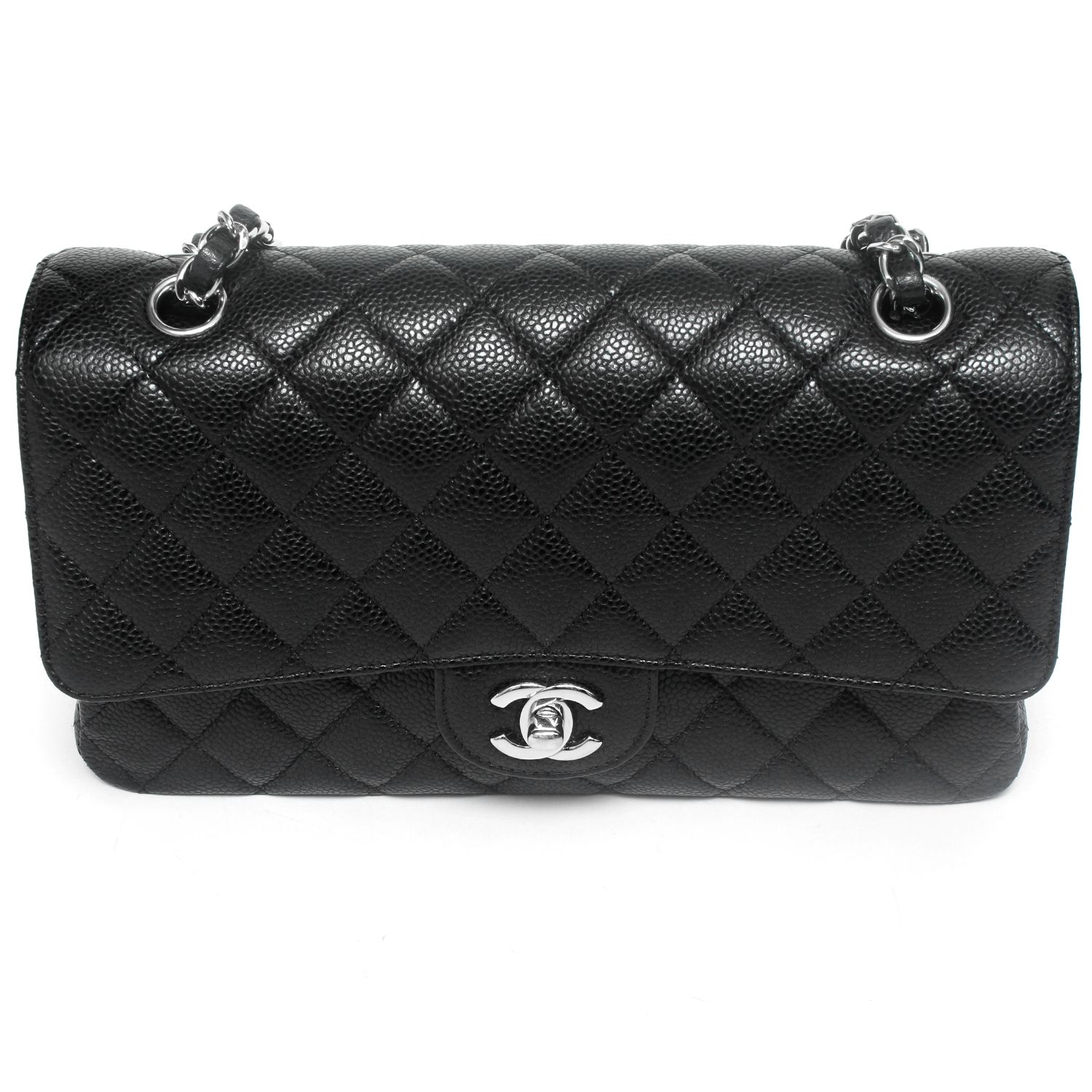 chanel black quilted caviar bag