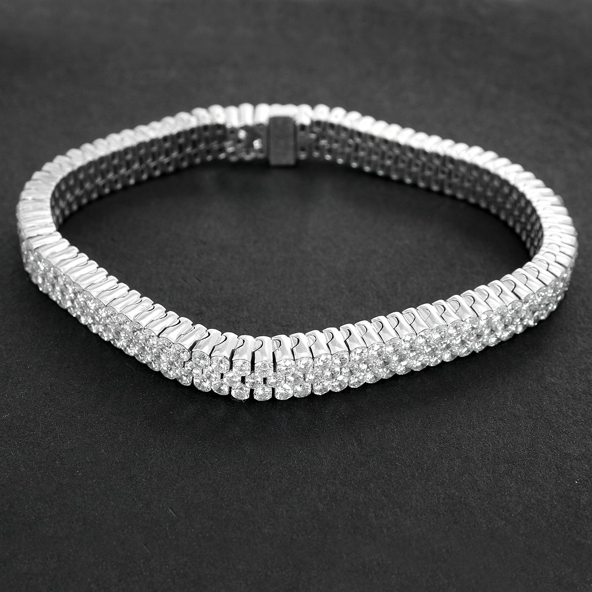 Luxury 44 carat 18k Gold 10 Rows Tennis Cuff Diamond Bracelet | eBay