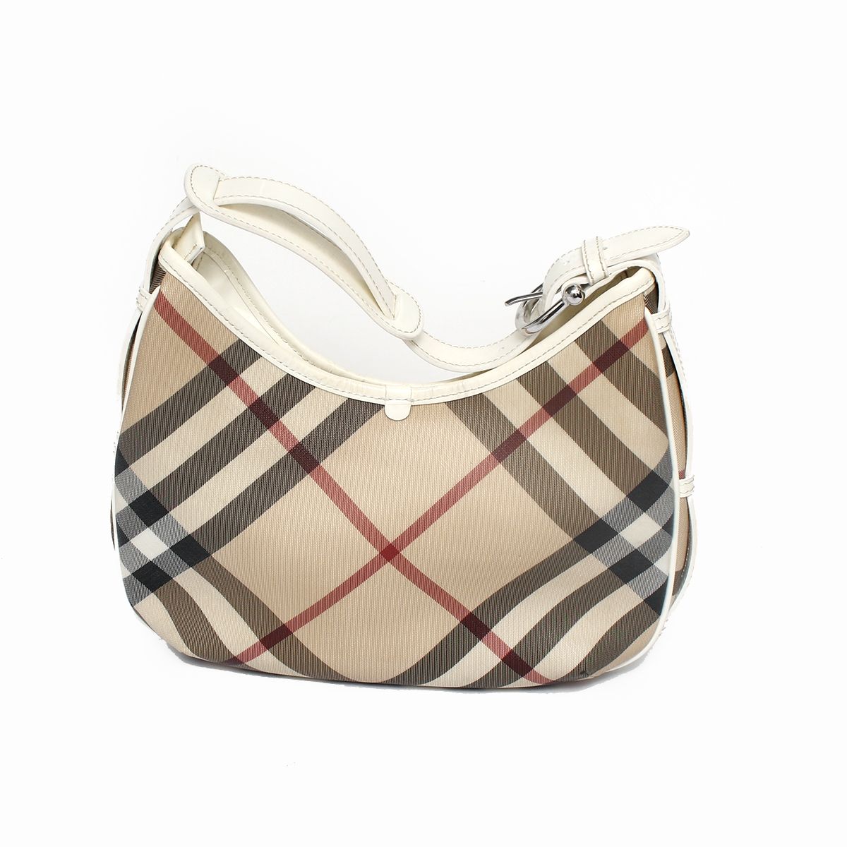 BURBERRY: shoulder card holder in check canvas - Beige