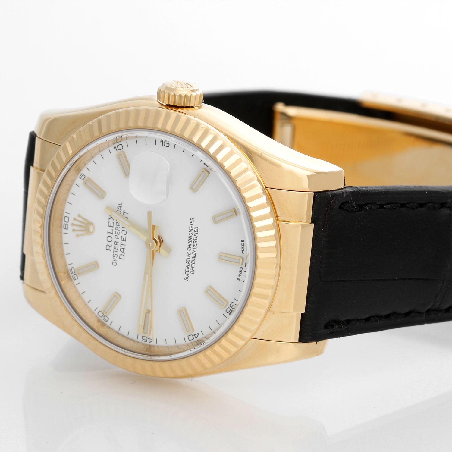 Rolex Datejust 18k Yellow Gold Men s Watch on Leather Strap Band