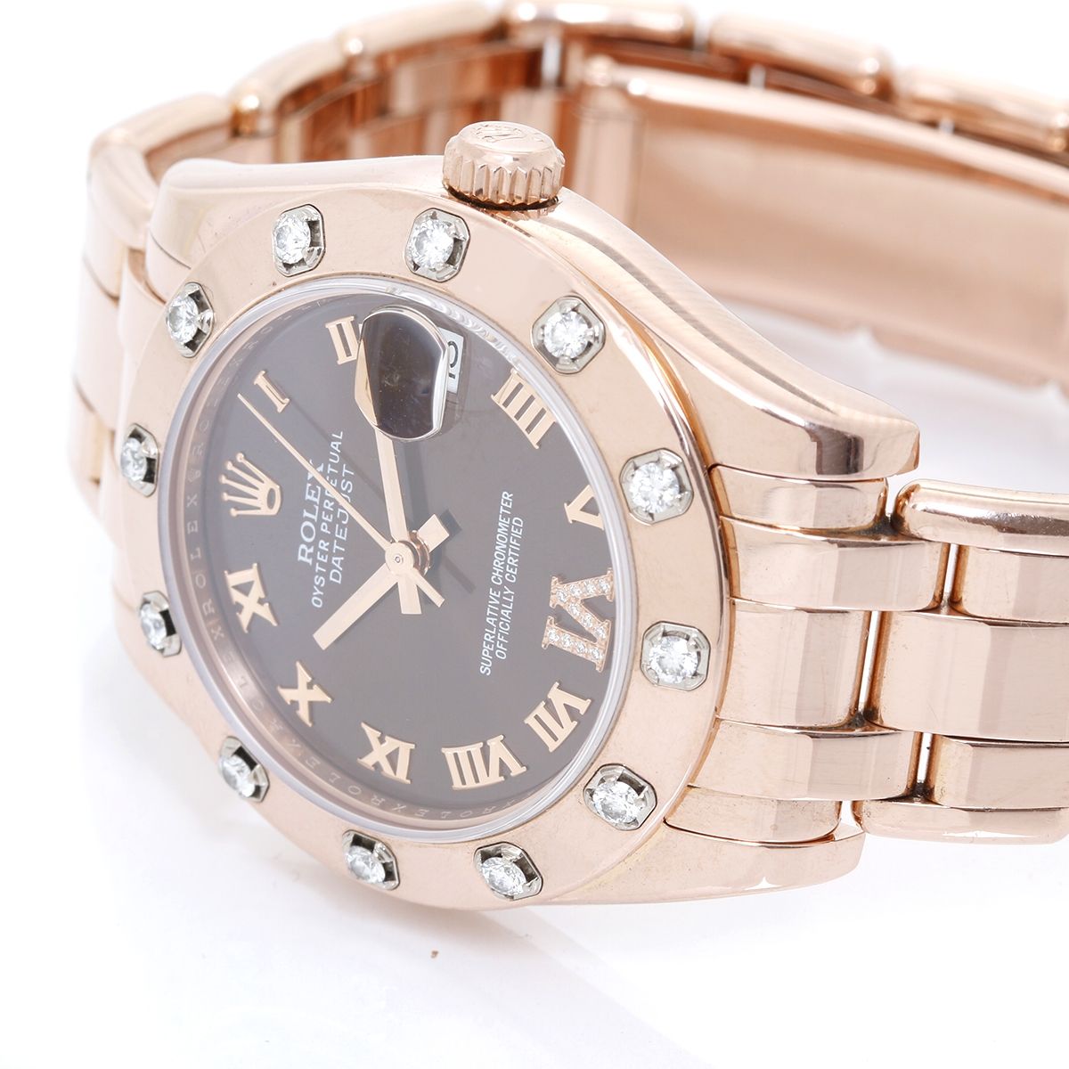 Rolex Midsize Masterpiece Pearlmaster Everose Diamond Watch 81315