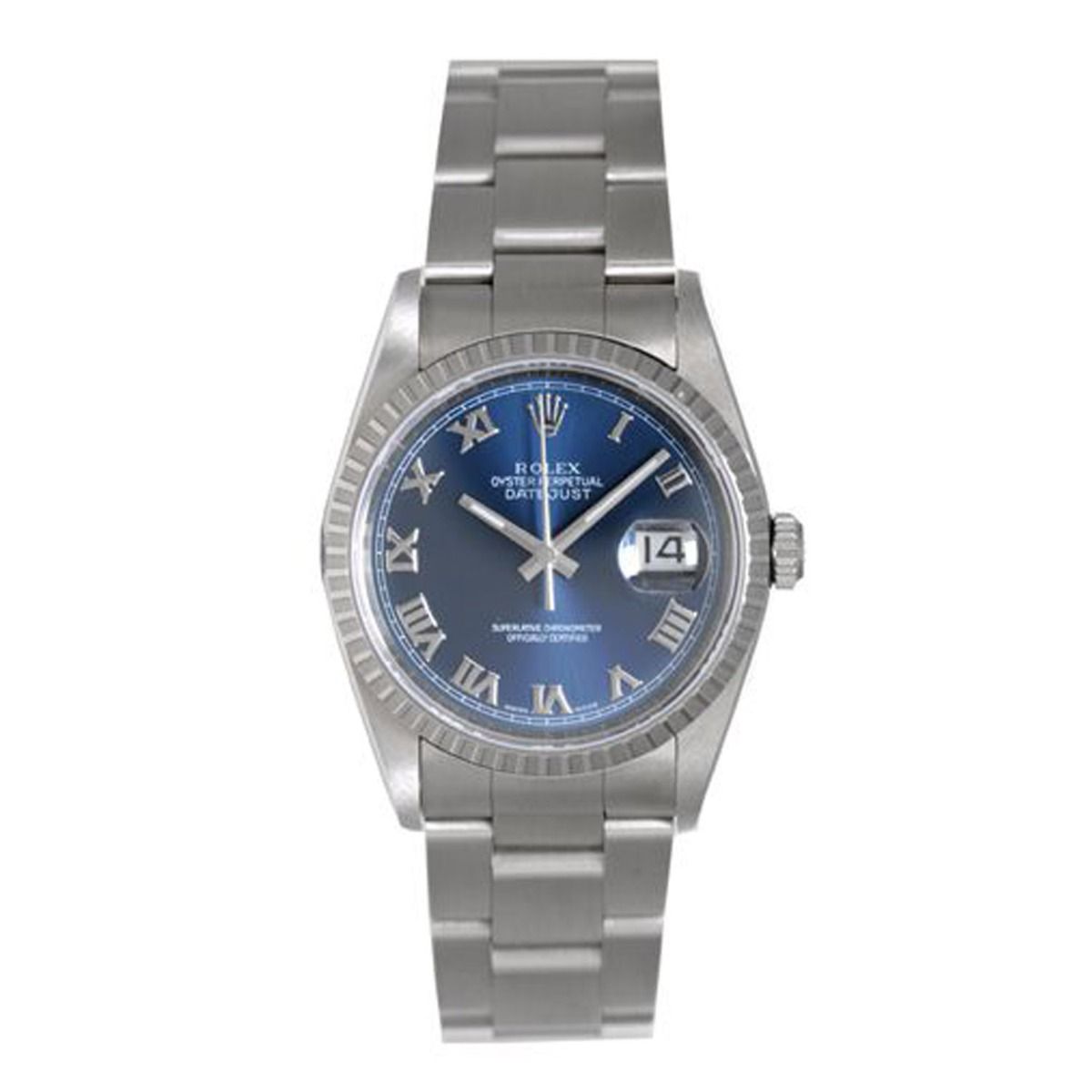 smog ujævnheder renhed Men's Rolex Datejust Watch 16220 Stainless Steel Blue Dial