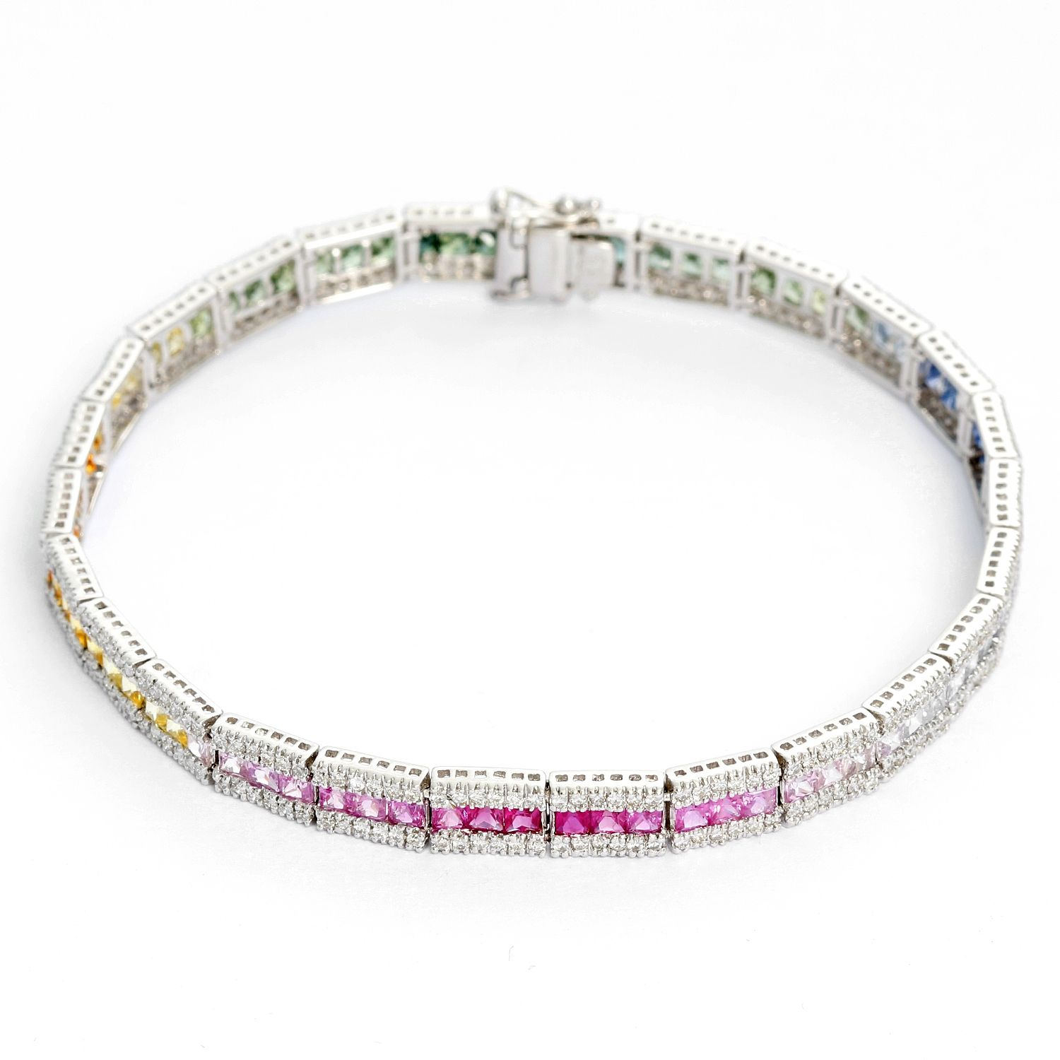 Princess Multicolor Rainbow Sapphire Bracelet 12.00 ctw 14KWG - Simply  Sapphires