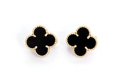 Van Cleef Earrings Black • Van Cleef Earrings Alhambra • Gift for Her Gold