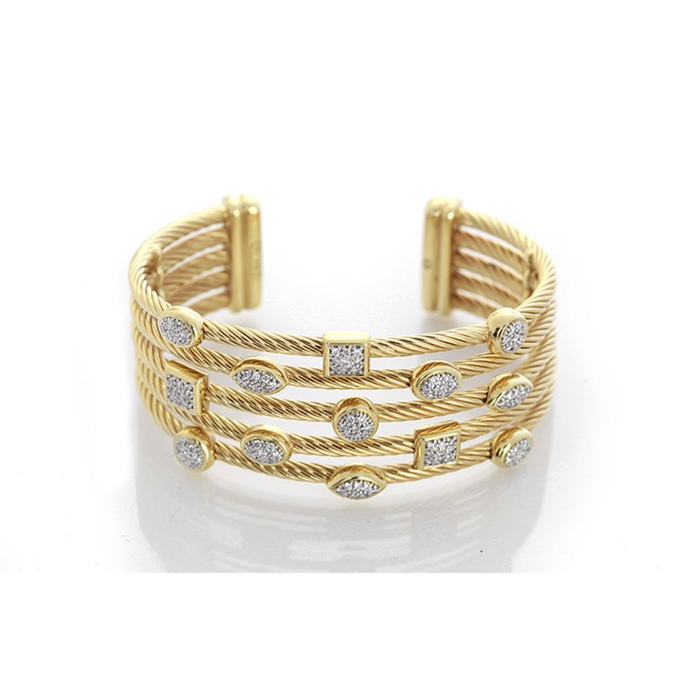 Crossover Link Bracelet in 18K Yellow Gold with Diamonds, 3mm | David Yurman