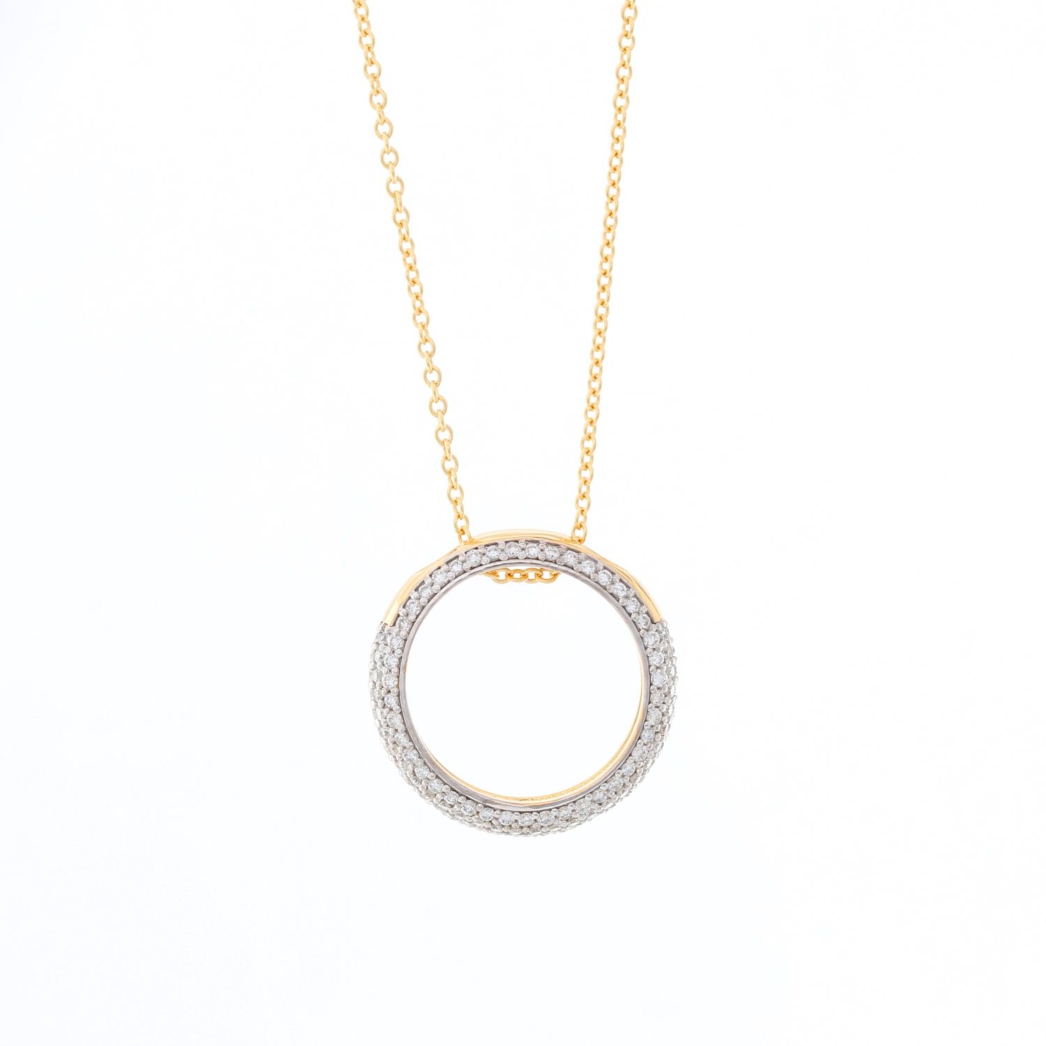 14K Circle Necklace with Bezel Set Diamond – FERKOS FJ