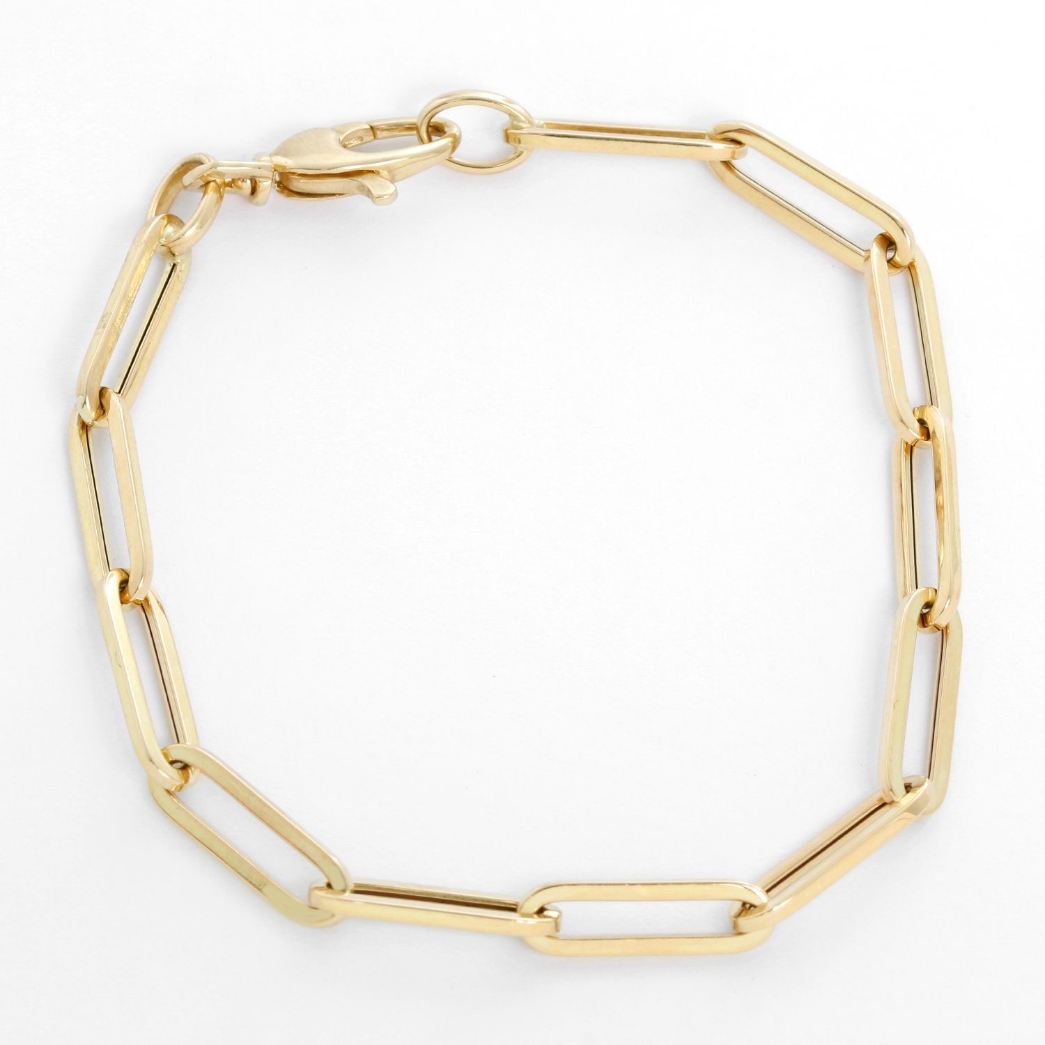 Paper Clip Link Chain Bracelet 14K Gold