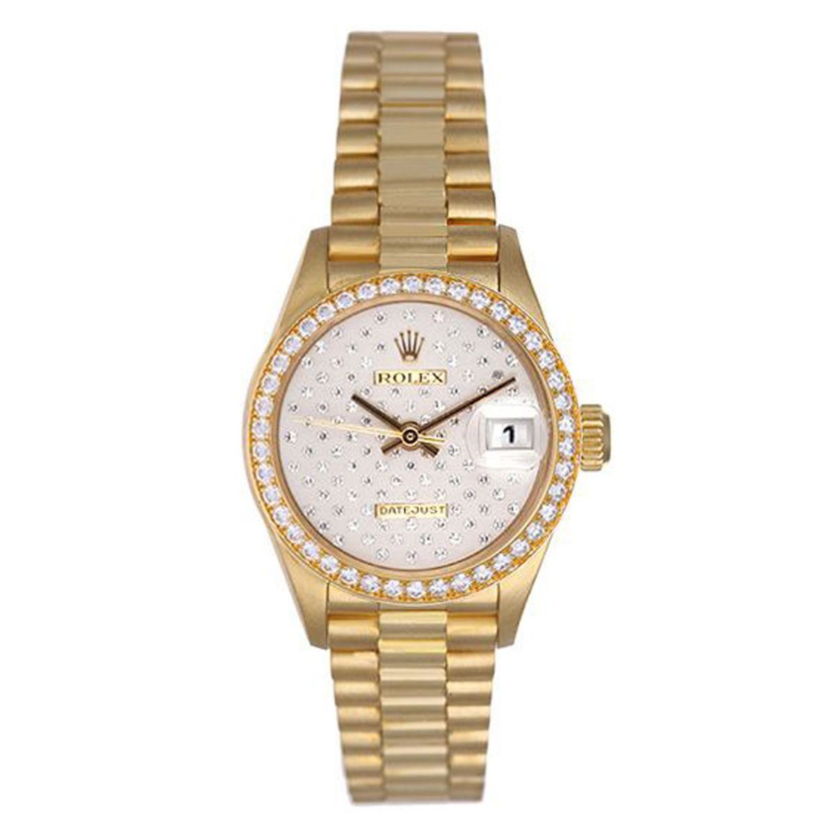 Rolex President Datejust Yellow Gold Diamond Ladies Watch 69178