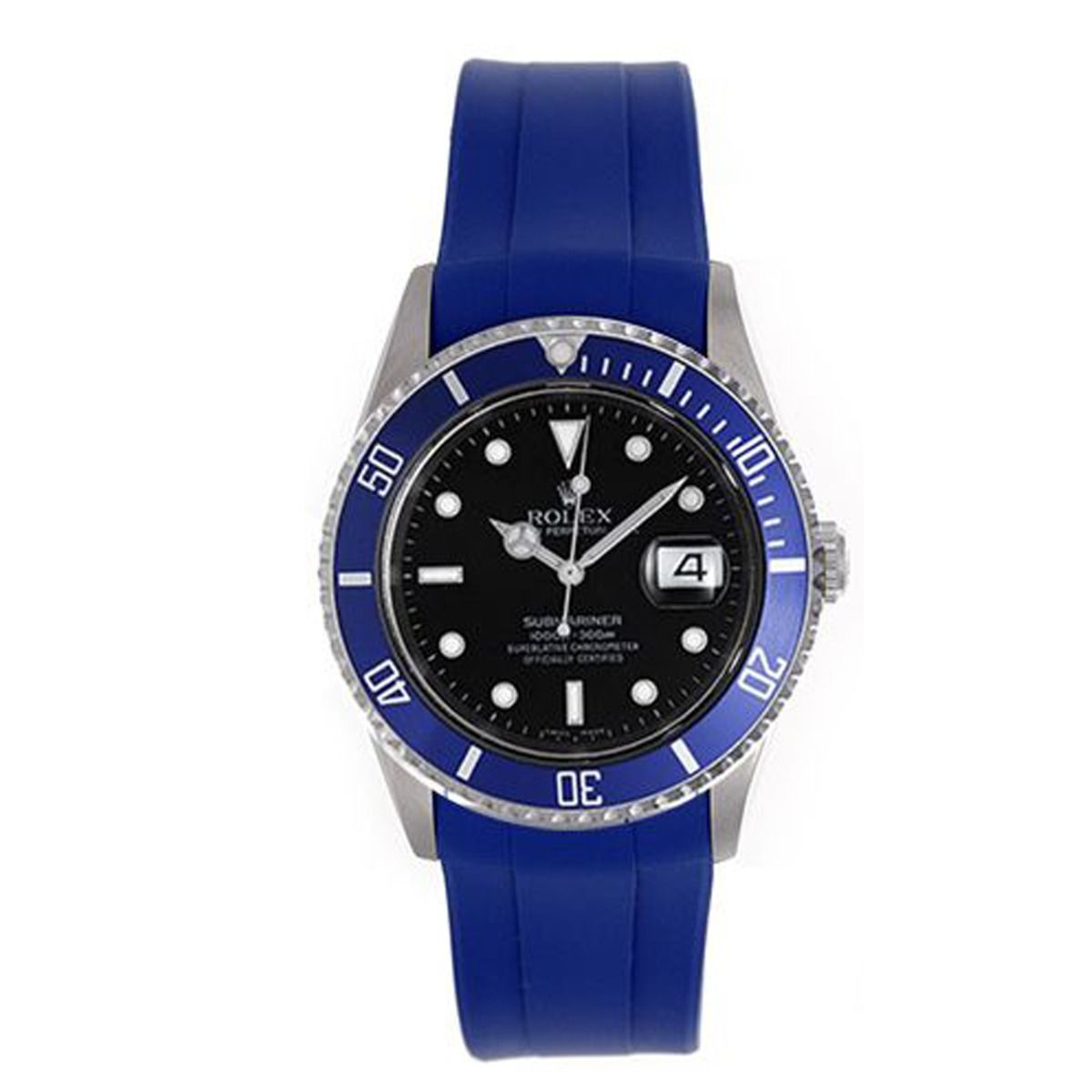 Rolex Submariner Sport Diving Watch Blue Rubber Band