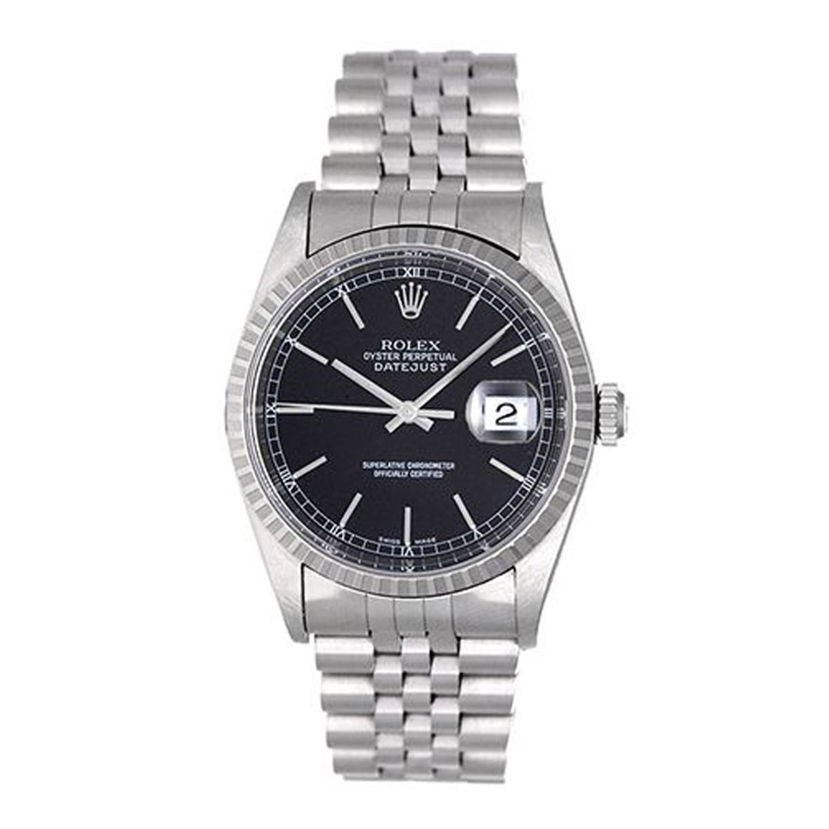 Rolex silver sales with black face