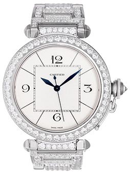 Cartier Pasha 18k White Gold & Diamond Ladies Watch  WJ1199JY