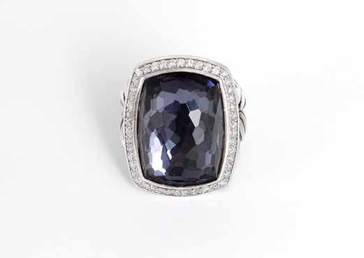 David Yurman 'Albion' Ring with Black Orchid & Diamonds Sz.7 