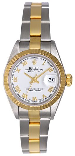 Rolex Ladies Datejust Steel & Gold Watch 79173 White Roman Dial