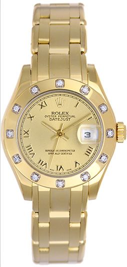 Rolex Lady Datejust Pearlmaster/Masterpiece Gold & Diamond Watch 80318