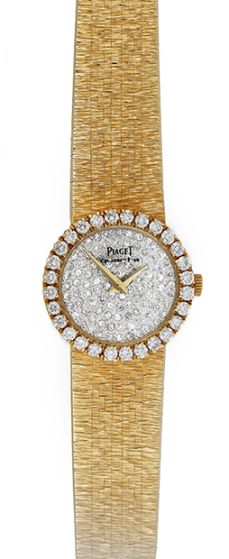 Piaget 18k Gold Watch Pave Diamond Dial Mesh Bracelet 