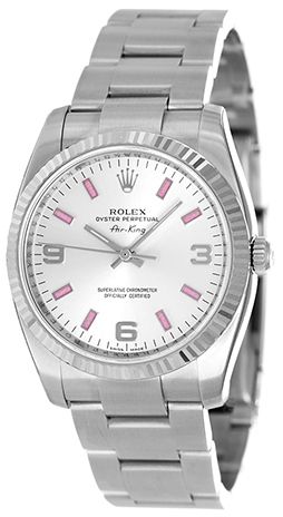 Rolex Air-King Men's/Ladies Stainless Steel Watch with Pink Markers 114234