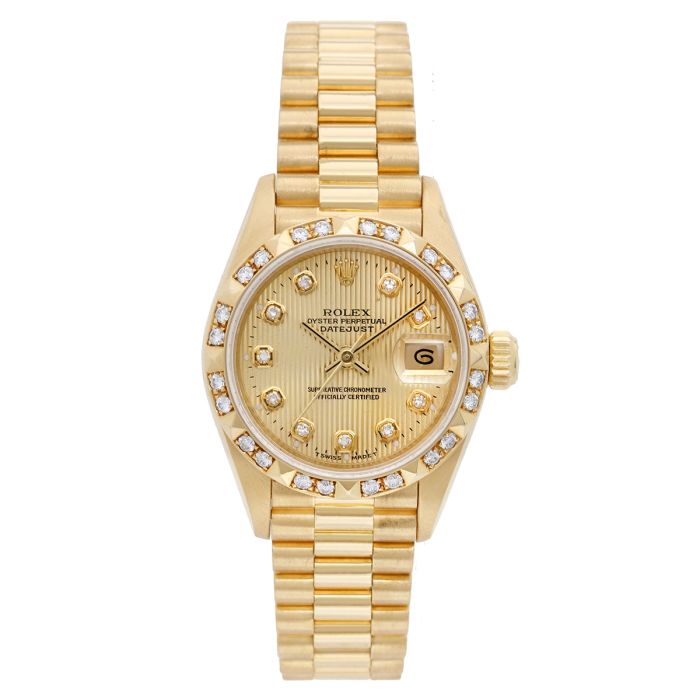 Rolex Ladies President 18k Gold Diamond Watch 69178